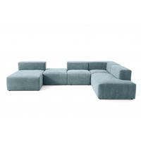 5-SITZER modulares Wohnlandschaft U XXL HEAVEN SET 6 Rechts, Breite 375 cm Webstoff Blaugrau - Blaugrau/Schwarz, Holz/Kunststoff (245/73/375cm) - Muffo