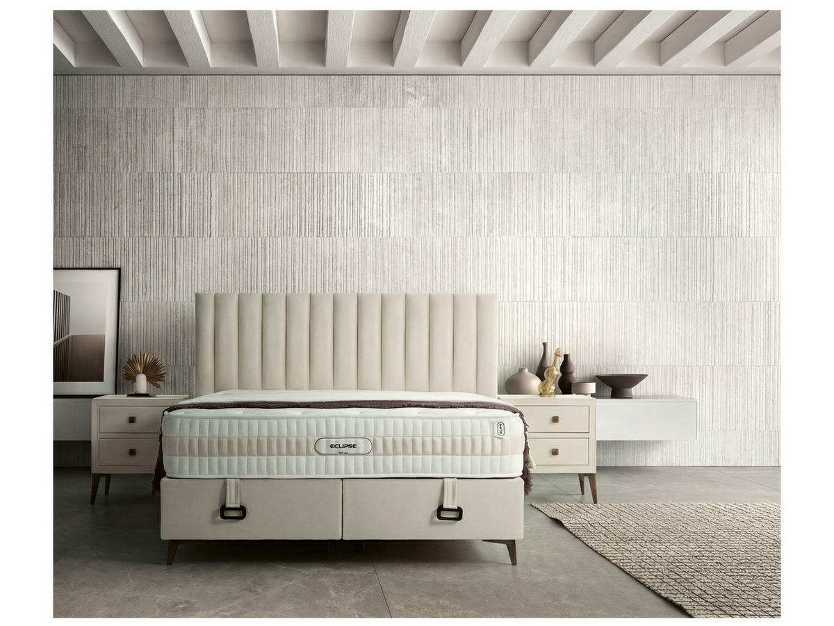 POLSTERBETTSET Eclipse 160x200 Creme - Creme, Textil/Metall (160/200cm) - Villa Möbel