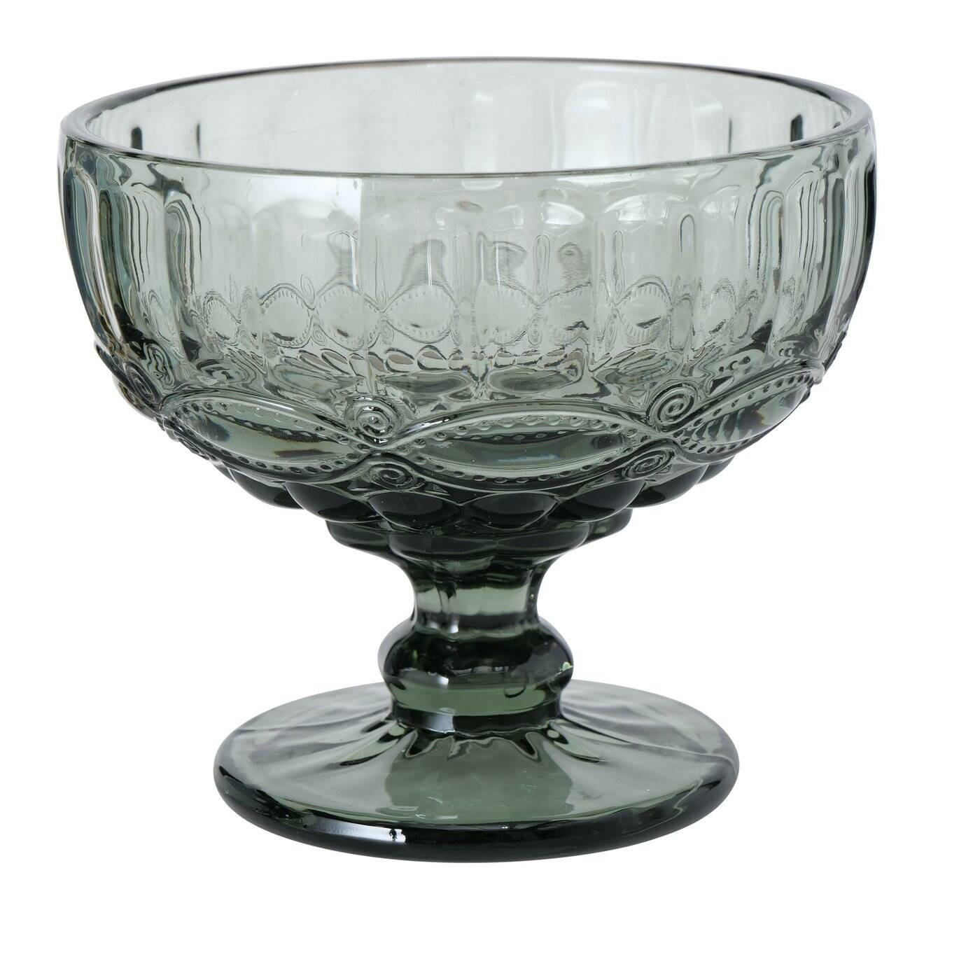 DESSERT- UND EISBECHER Grünes Glas Ø 12 cm - Grau, Glas (12cm) - Boltze Home