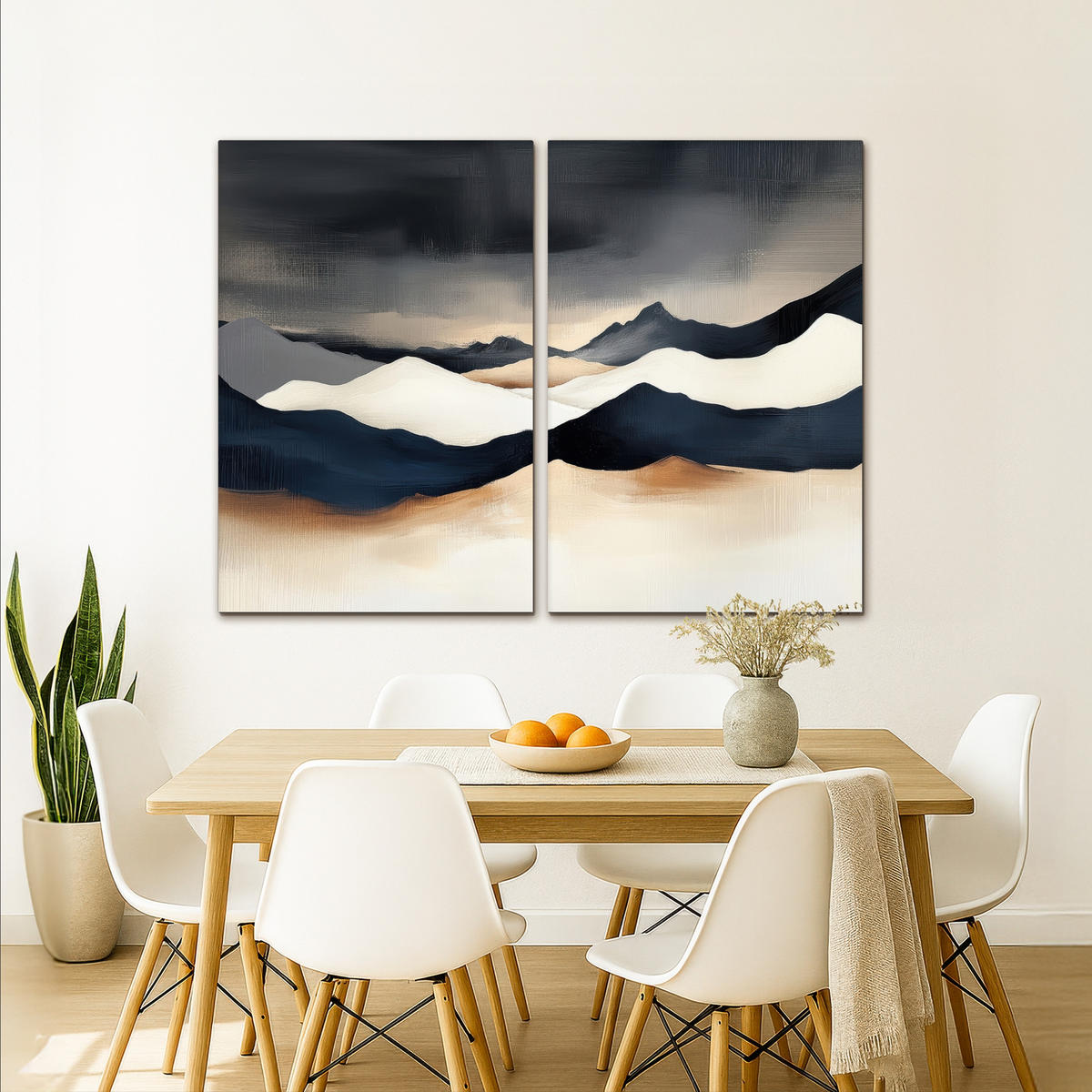 LEINWANDBILD 2er Set Landschaft - Abstrakt - Modern 160x120 cm - Dunkelblau, Textil (160/120cm) - MuchoWow