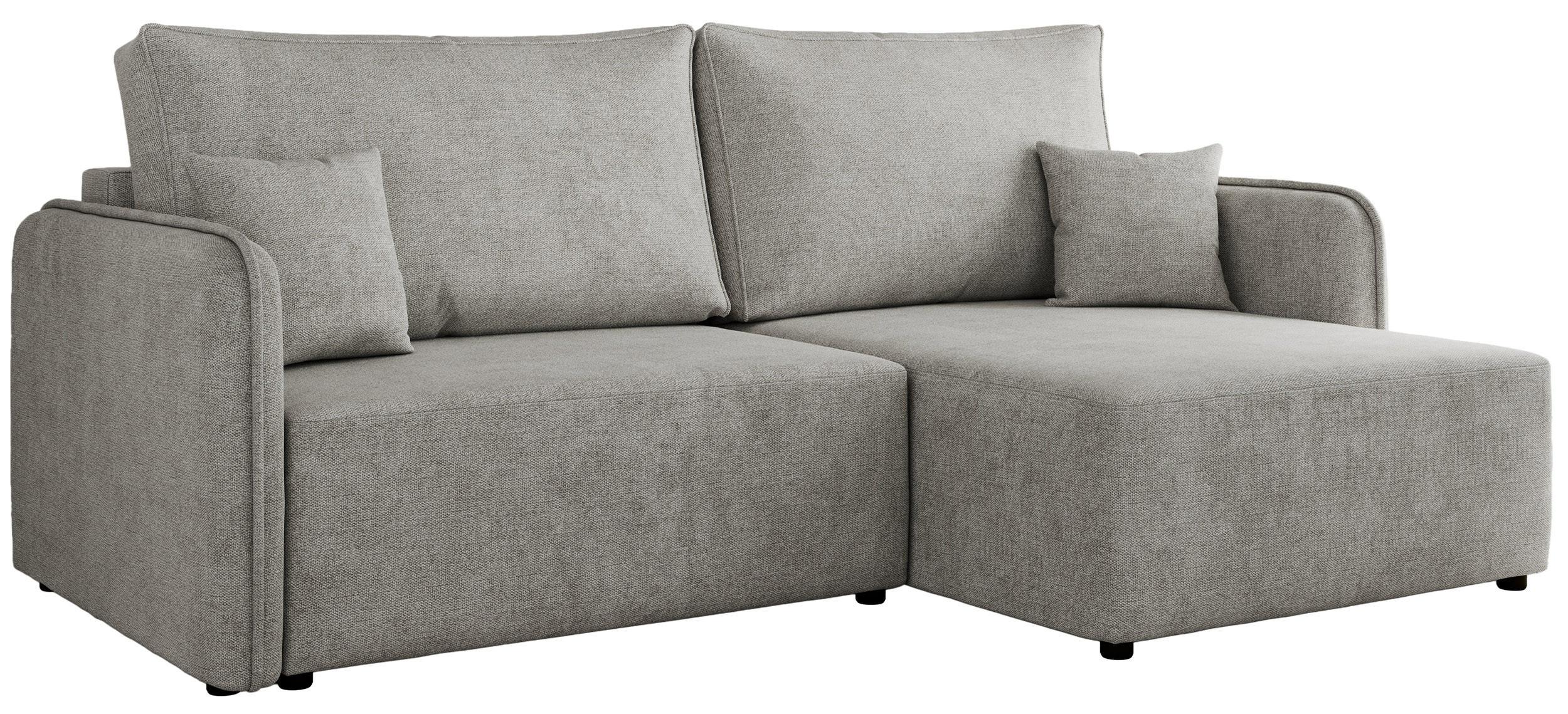 ECKSCHLAFSOFA MESTO L Hellgrau Struktur - rechts - Hellgrau/Schwarz, Kunststoff/Textil (147/227cm) - MKS