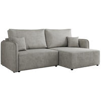 ECKSCHLAFSOFA MESTO L Hellgrau Struktur - rechts - Hellgrau/Schwarz, Kunststoff/Textil (147/227cm) - MKS