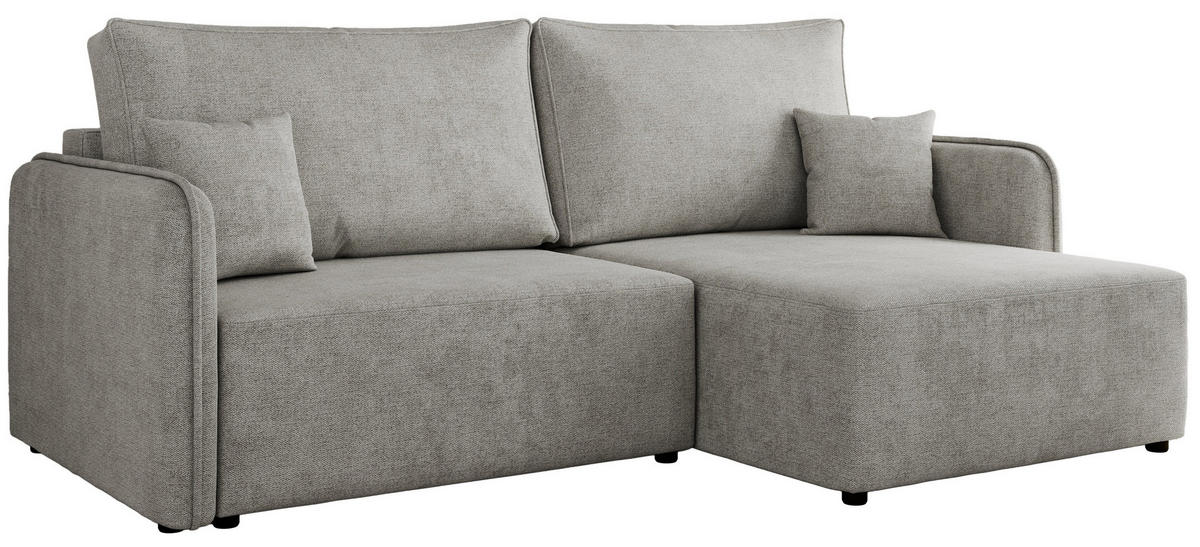 ECKSCHLAFSOFA MESTO L Hellgrau Struktur - rechts - Hellgrau/Schwarz, Kunststoff/Textil (147/227cm) - MKS