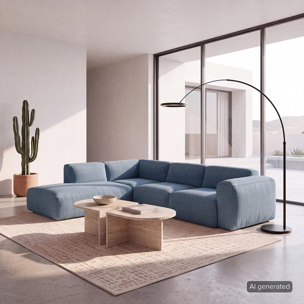 3-SITZER ECKSOFA mit Recamiere - Blaugrau/Schwarz, Kunststoff/Textil (295/231cm) - home24