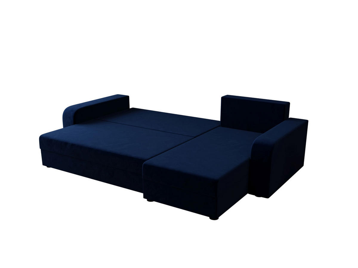 ECKSOFA HEWLET L BIS Itaka 11 Rechts mit Schlaffunktion - Dunkelblau, Textil (240/140cm) - Bedante