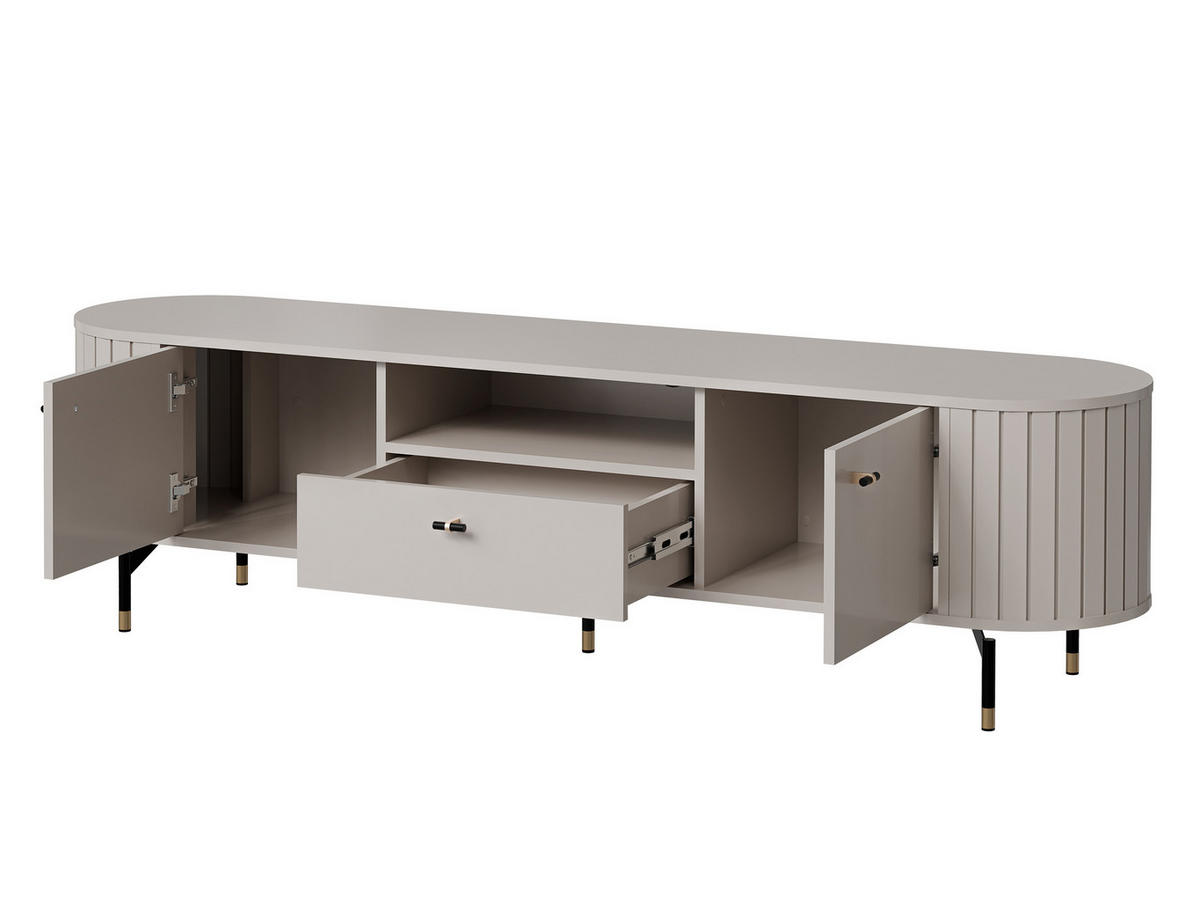 TV-LOWBOARD Zante 180 2D1S 05 - Goldfarben/Schwarz, Holzwerkstoff/Metall (181/49/40cm) - MIRJAN24