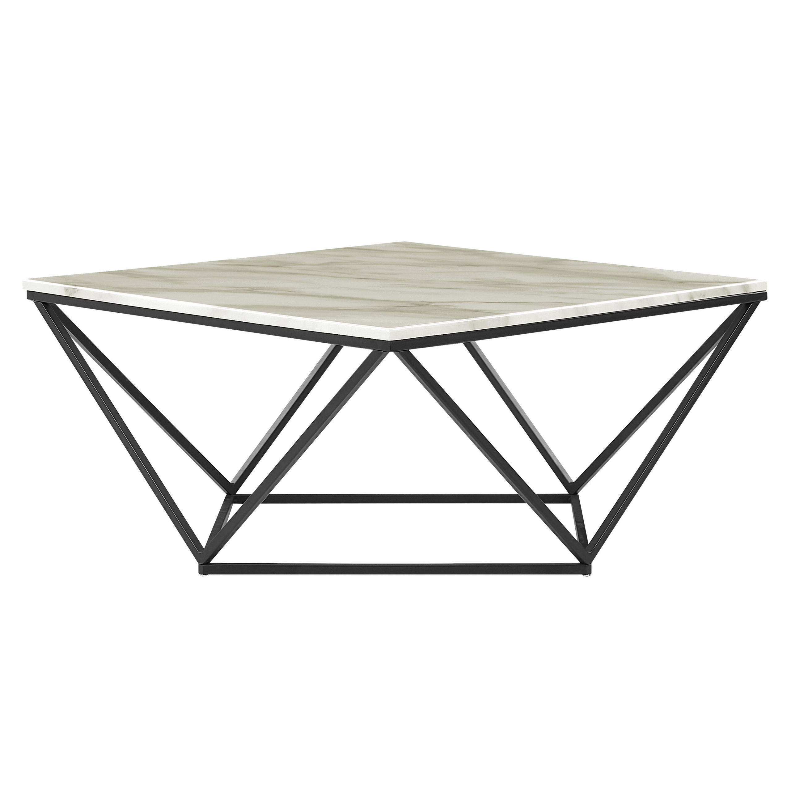 COUCHTISCH Marmor Optik beige/schwarz quadratisch 80/80 cm Malibu - Beige/Schwarz, Holzwerkstoff (80/80/41cm) - Beliani