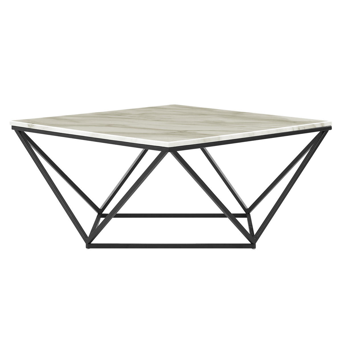 COUCHTISCH Marmor Optik beige/schwarz quadratisch 80/80 cm Malibu - Beige/Schwarz, Holzwerkstoff (80/80/41cm) - Beliani