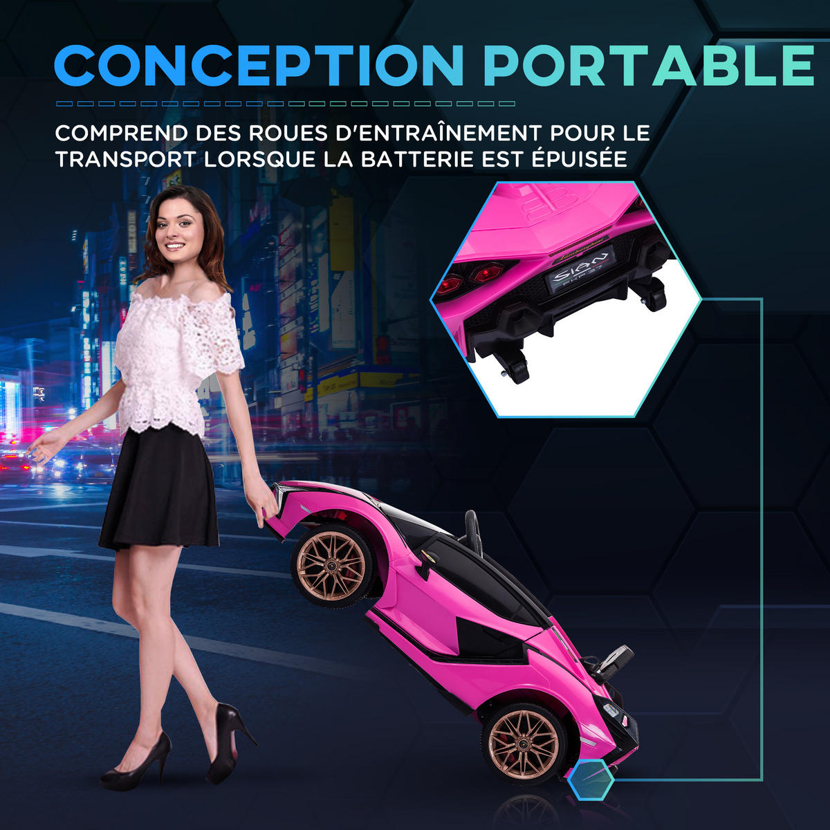 ELEKTRO-KINDERAUTO DE-13024 2,4G Fernbedienung Rosa - Pink, Kunststoff (108/62/40cm) - ComfortXL