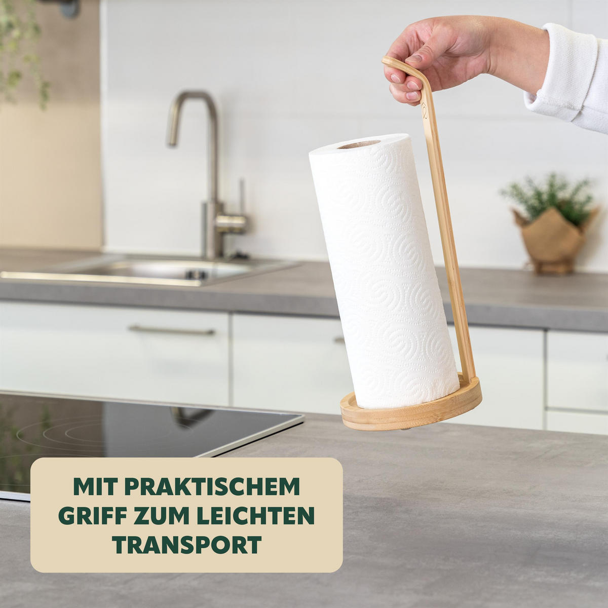KÜCHENROLLENHALTER, Bambus - Braun, Holz (14/36.5/14cm) - eluno