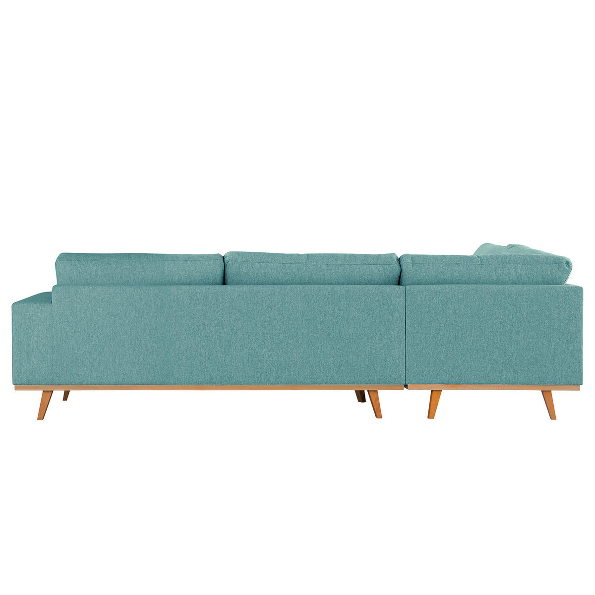 ECKSOFA mit Ottomane - Buchefarben/Petrol, Buchenholz/Textil (287/219cm) - home24