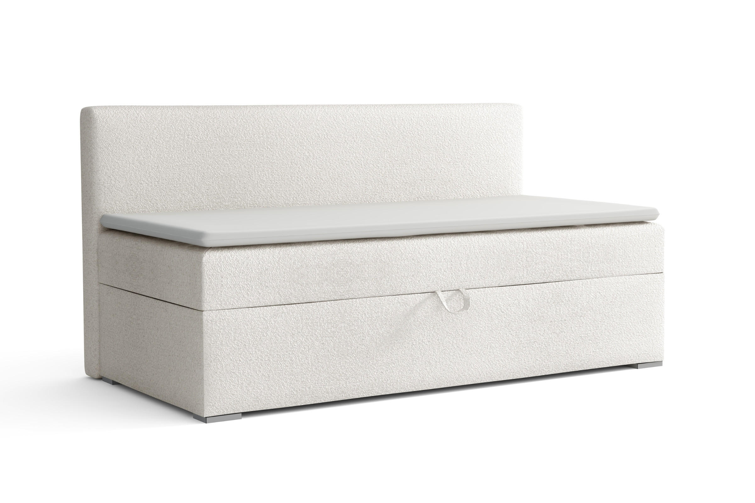 BOXBETT PAOLO 90/200 Boucle Weiß mit Taschen-Federkernmatratze H4 - Weiß, Holz/Holzwerkstoff (90/200cm) - Deine Möbel 24