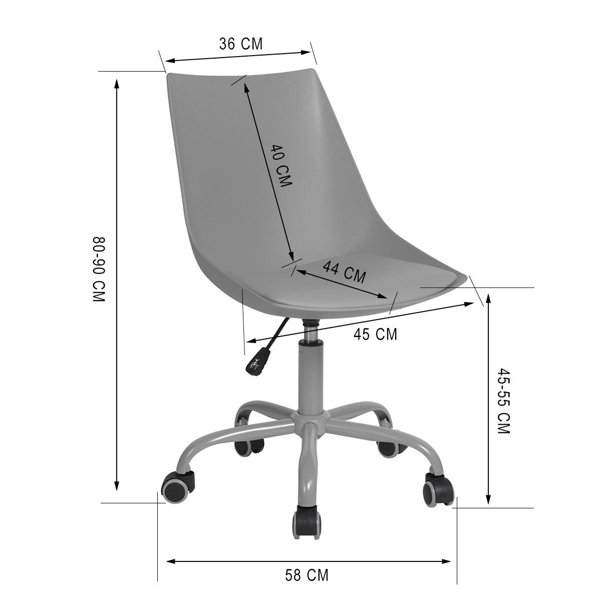DREHSTUHL Lederlook grau - Grau, Kunststoff/Metall (38/85/39cm) - Urban Meuble