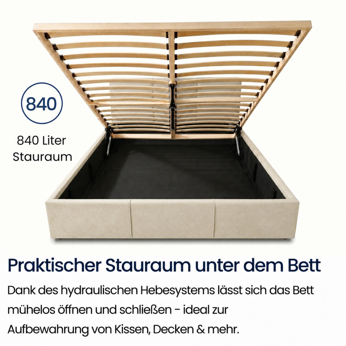 POLSTERBETT mit Stauraum 180x200 cm in Beige - Beige, Holzwerkstoff (180/200cm) - Home Collective