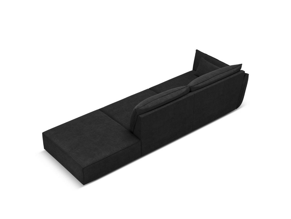RECHTES-SOFA Kaelle aus Chenille-Stoff schwarz 4 Sitzplätze - Schwarz, Textil (110/85/264cm) - Micadoni