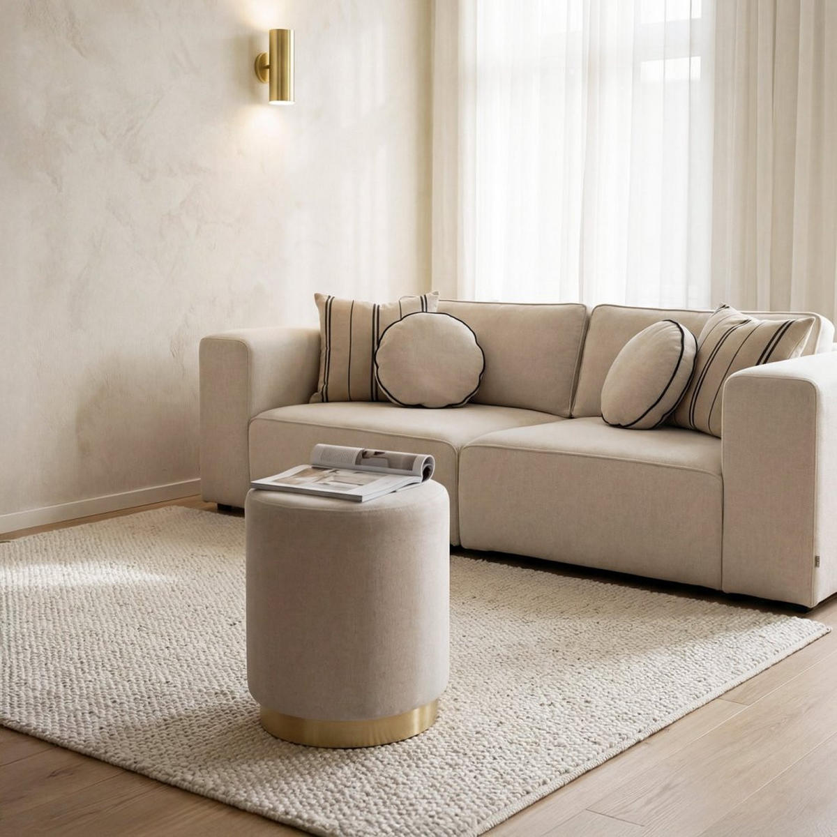 POUF Fani Beige 36 cm x 40 cm - Beige, Textil (36/40/36cm) - Klast Home