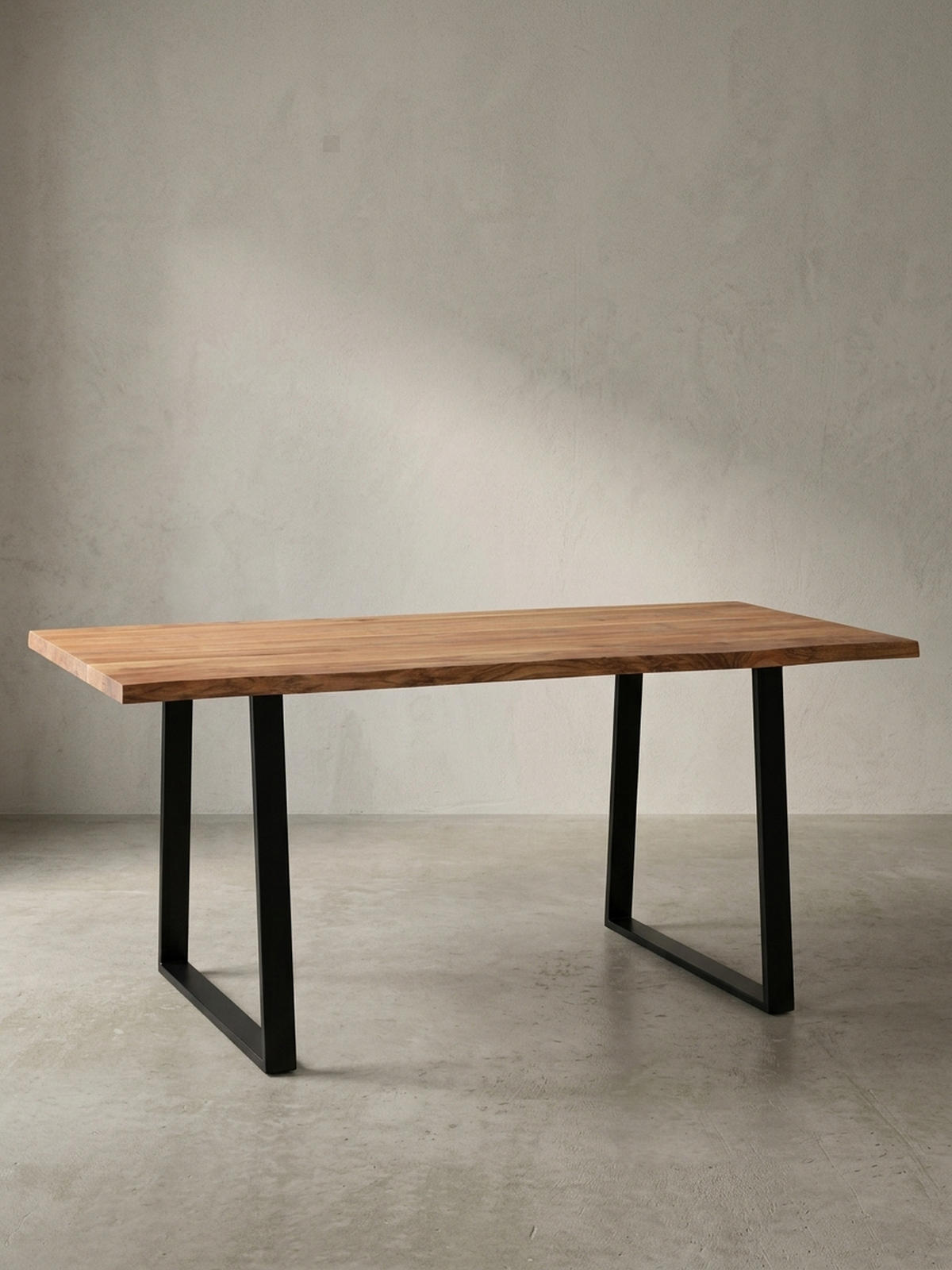 ESSTISCH Massivholz Baumkante Schwarz Metall Handgefertigt TARN, Goldbraun-Schwarz 160x80x76 cm - Schwarz/Braun, Holz (80/160/76cm) - KADIMA DESIGN