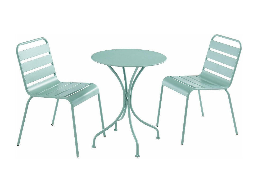 GARTENESSGRUPPE im Set - 2 -Sitzer - Stahl - mandelgrün - MIRMANDE - Grün, Metall - Vente-Unique