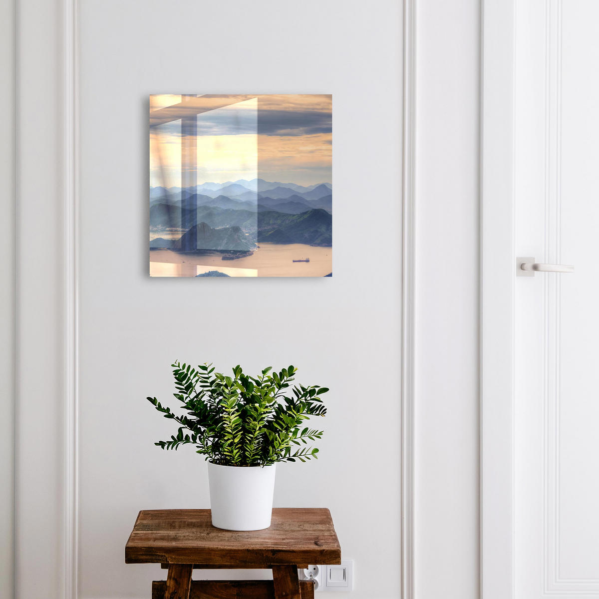 SCHLÜSSELBOX Schwarz 30x30 cm- Türöffnung nach rechts - Berglandschaft - Blau, Metall (30/30/5cm) - TULUP