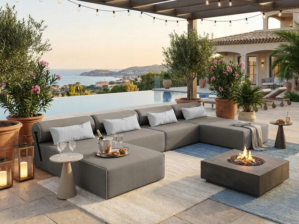 GARTENSOFA BALI XL - Wetterfeste Balkonmöbel & Lounge Sofa Außen - Moderne Outdoor Couch für Garten - Balkon & Terrasse - Beige - Beige, Kunststoff (448/78/100cm) - Trada