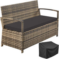 RATTAN-GARTENBANK Vecchia, 128 x 56 x 77,5 cm, inklusive Schutzhülle, natur - Naturfarben, Kunststoff (128/77.5/56cm) - tectake