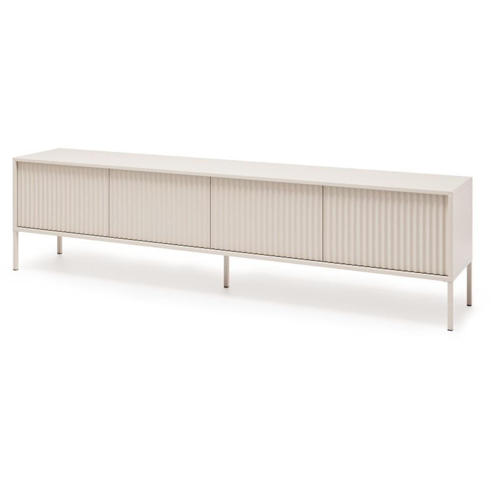 LOWBOARD Noto mit 4 Türen und geriffelten Fronten, 200 cm - Kaschmir, Holzwerkstoff (204/38/53cm) - Beautysofa