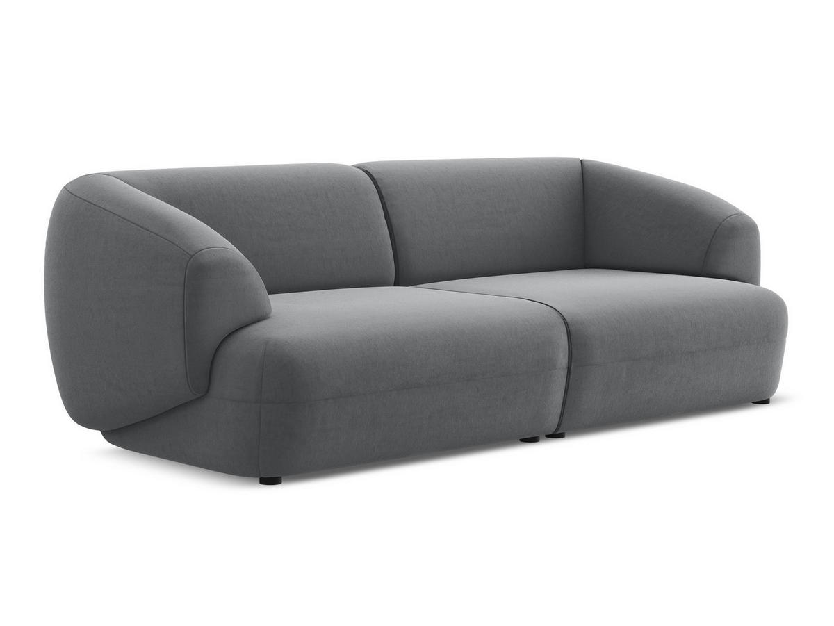 4-SITZER-SOFA Samt Stoff Grau - Dunkelgrau/Schwarz, Kunststoff/Textil (232/81/98cm) - Makamii
