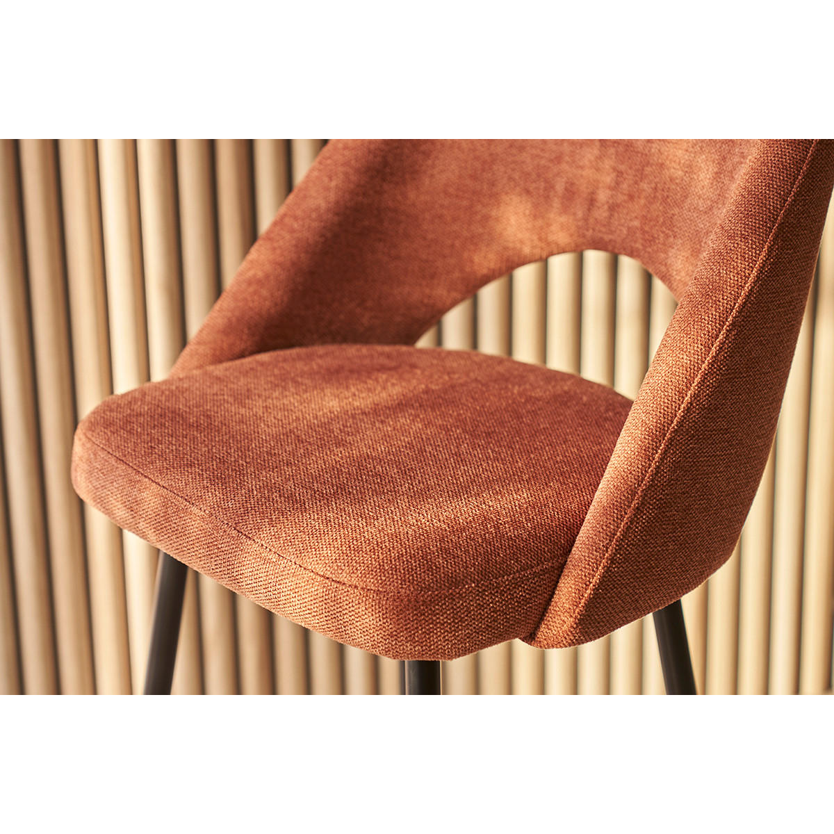 BARHOCKER Stoff Rostbraun Samteffekt H65 cm 2er-Set COSETTE - Orange, Textil (54/99/51.5cm) - Miliboo