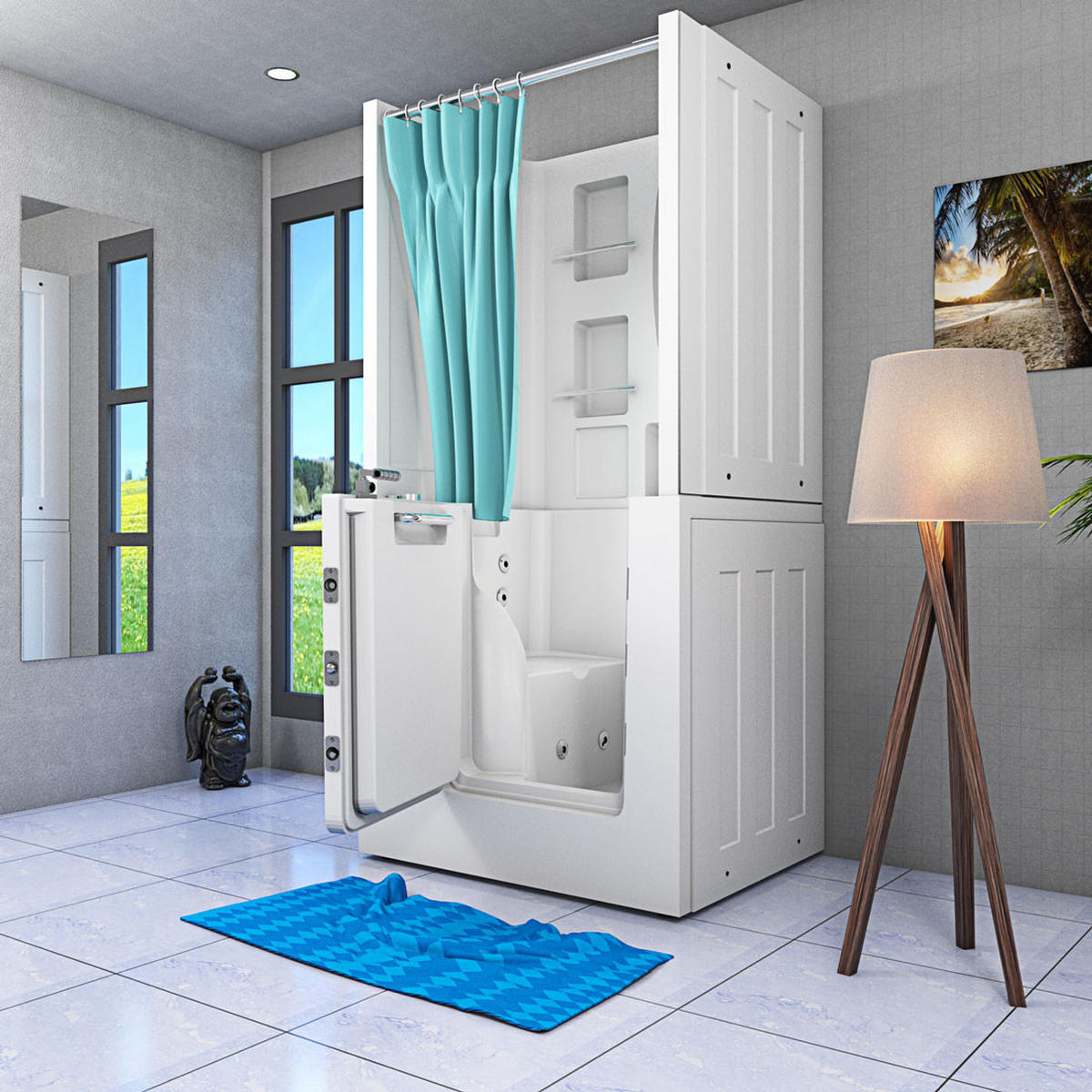 DUSCHE Whirlpool mit Tür S02D-WP-B-L - Weiß, Glas/Kunststoff (100/78/205cm) - AcquaVapore by Sandra Jentho