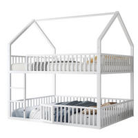 HAUSBETT 140/200 cm aus Metall in Weiß mit Hausrahmen und Treppe - Weiß, Metall (140/200cm) - BEAOK