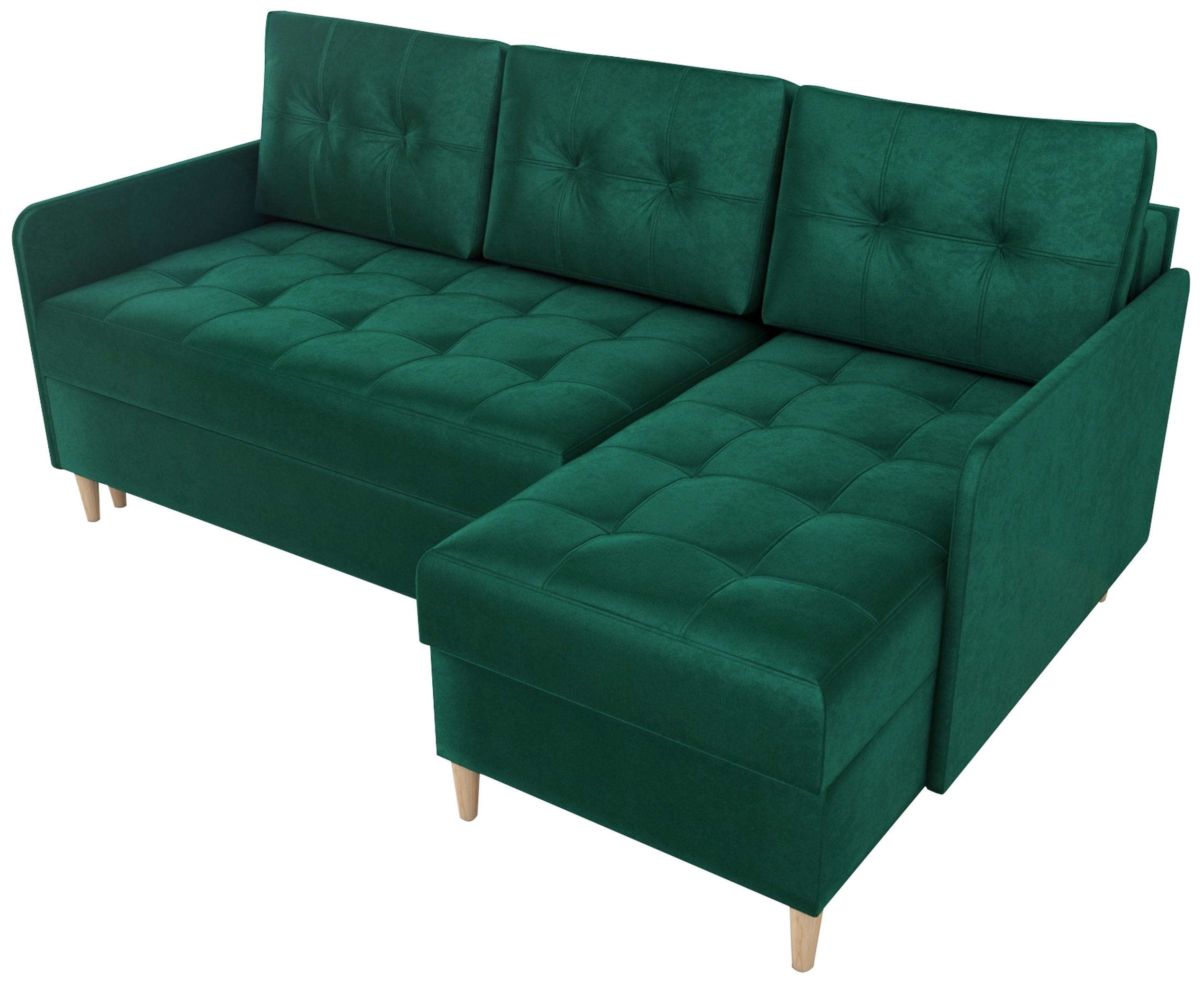 ECKSOFA Fado mit Schlaffunktion Grün Samtstoff - Grün, Textil (210/141cm) - Bromarkt