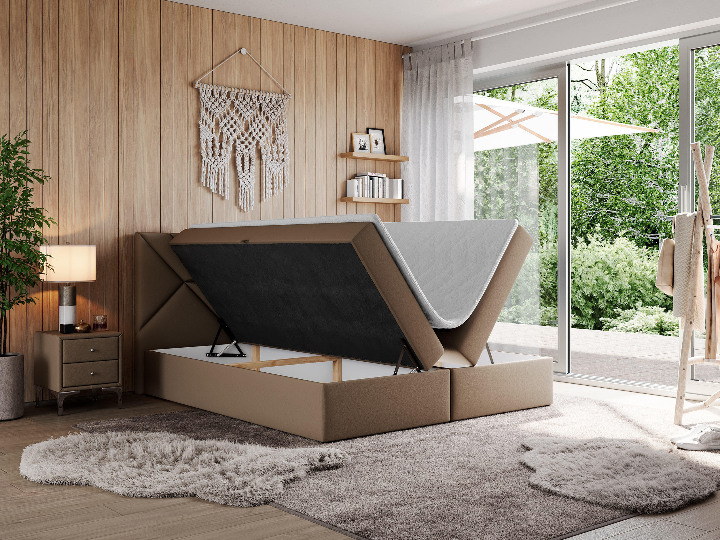 Thumbnail - Xxxl Boxbett, Braun, Textil, 2-Sitzer, H4, 7-Zonen, Rechteckig, 180x200 cm, Oeko-Tex®, Schlafzimmer, Betten, Boxspringbe...