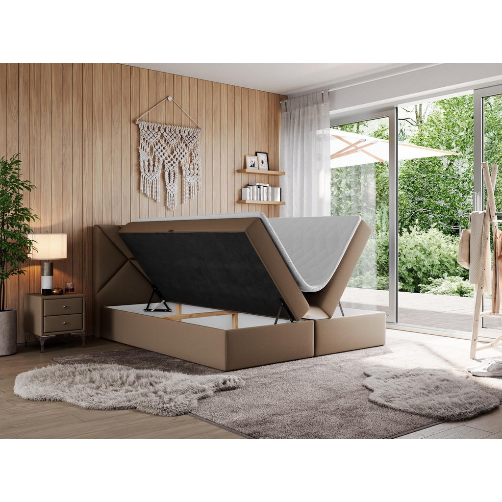 Thumbnail - Xxxl Boxbett, Braun, Textil, 2-Sitzer, H4, 7-Zonen, Rechteckig, 200x200 cm, Oeko-Tex®, Schlafzimmer, Betten, Boxspringbe...