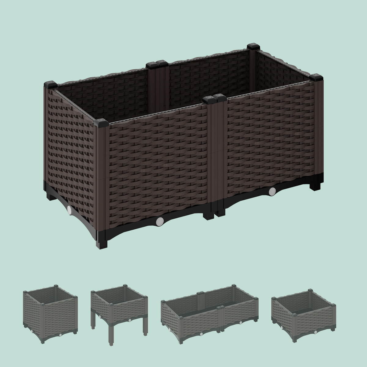 PFLANZKÜBEL - Braun, Kunststoff (80/38/40cm) - Relaxdays