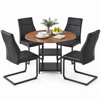 ESSTISCH-SET 5-tlg. 107 cm Schwarz/Nussbaum - Schwarz, Metall (107/75/107cm) - Meubliv