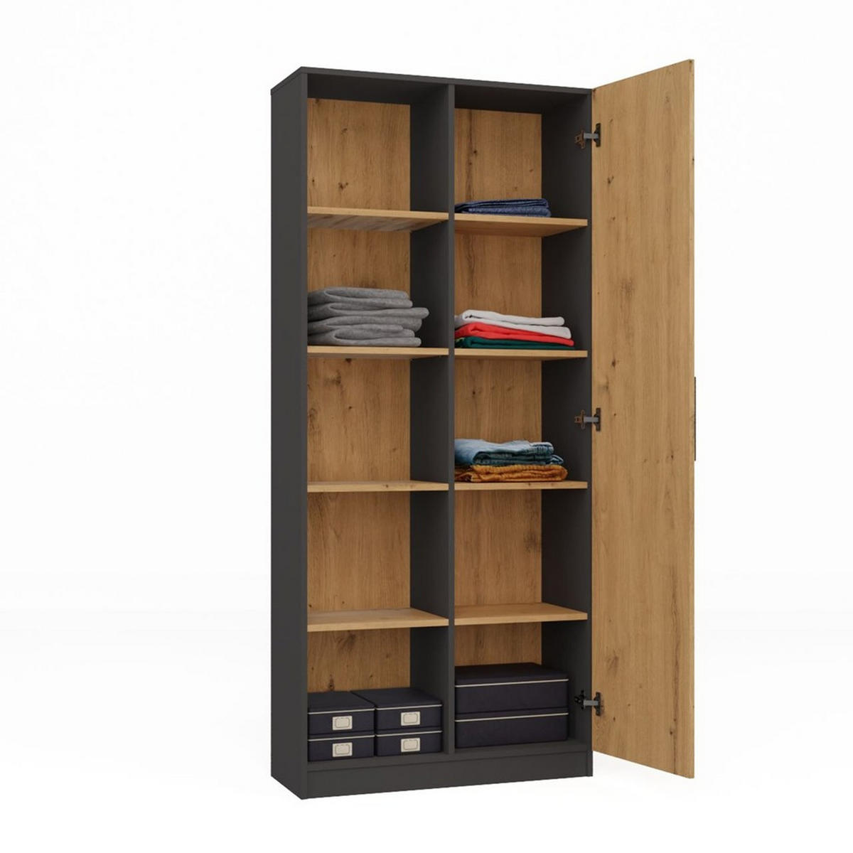 BÜCHERREGAL Anthrazit, Artisan 80/182/30 - Anthrazit, Holzwerkstoff (80/182/30cm) - RAUMHIRSCH FURNITURE