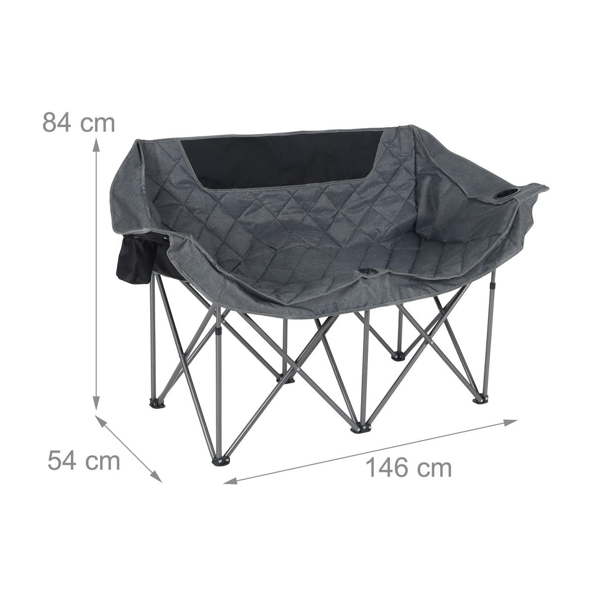 CAMPING-BANK - Grau, Textil/Metall (146/84/54cm) - Relaxdays