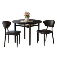 ESSGRUPPE DE-39376 3-teilig, mit 2 PU-Sesseln und Glasplatte Schwarz - Schwarz, Holzwerkstoff (100/76/100cm) - ComfortXL