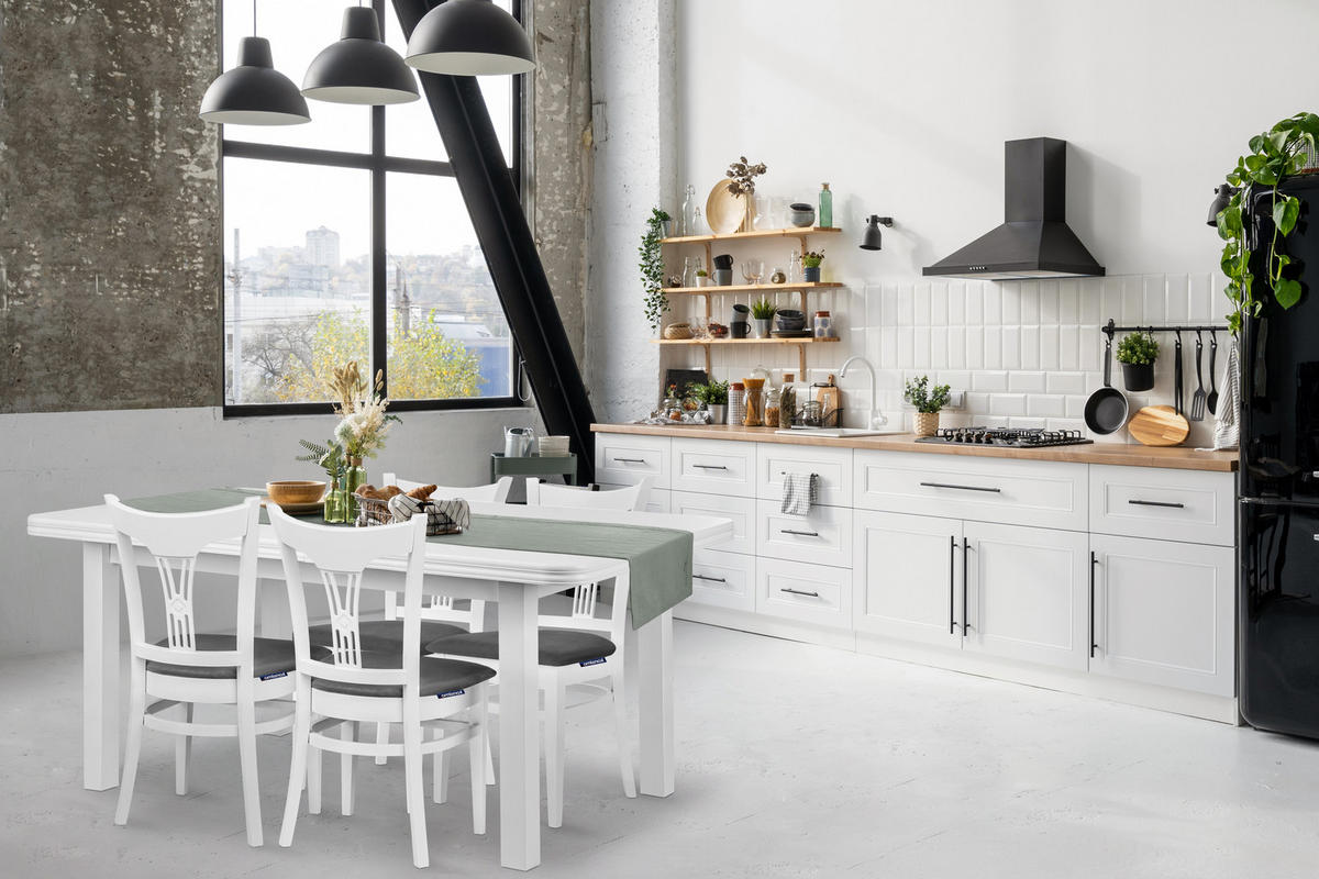 ESSTISCH COSPE ausziehbar bis 300cm, weiß - Weiß, Holz (200/77/100cm) - KONSIMO®