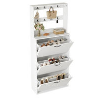 SCHUHSCHRANK mit Haken 70 x 25 x 165 cm Weiß - Weiß, Holz (25/163/70cm) - Beauniv