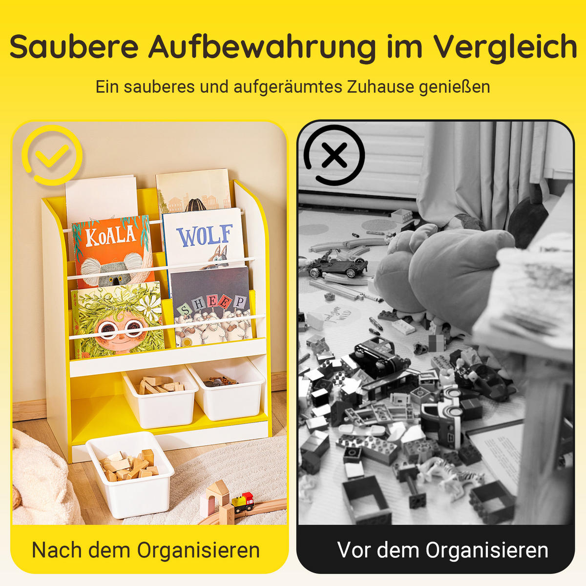 KINDERREGAL Weiß-Gold - Goldfarben/Weiß, Holzwerkstoff (63/76/30cm) - SoBuy