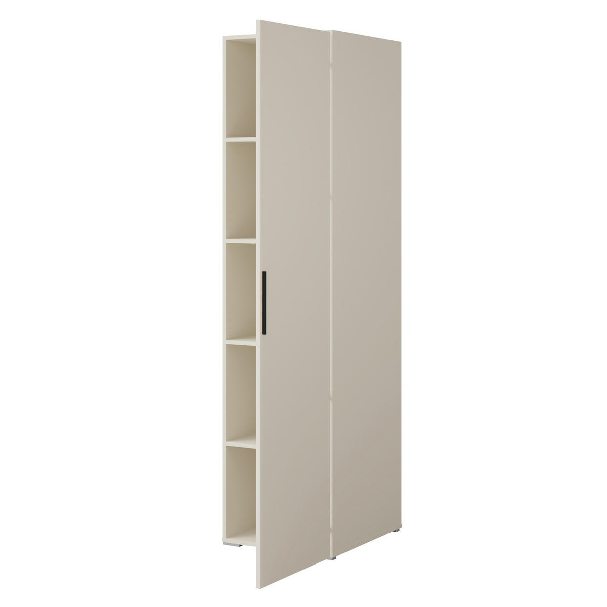 DREHTÜRENSCHRANK mit Einlegeböden Napoli 1D 50 Kaschmir (schwarzer oder goldener Griff) - Kaschmir/Silberfarben, Holzwerkstoff/Kunststoff (50/35/60cm) - mzm24