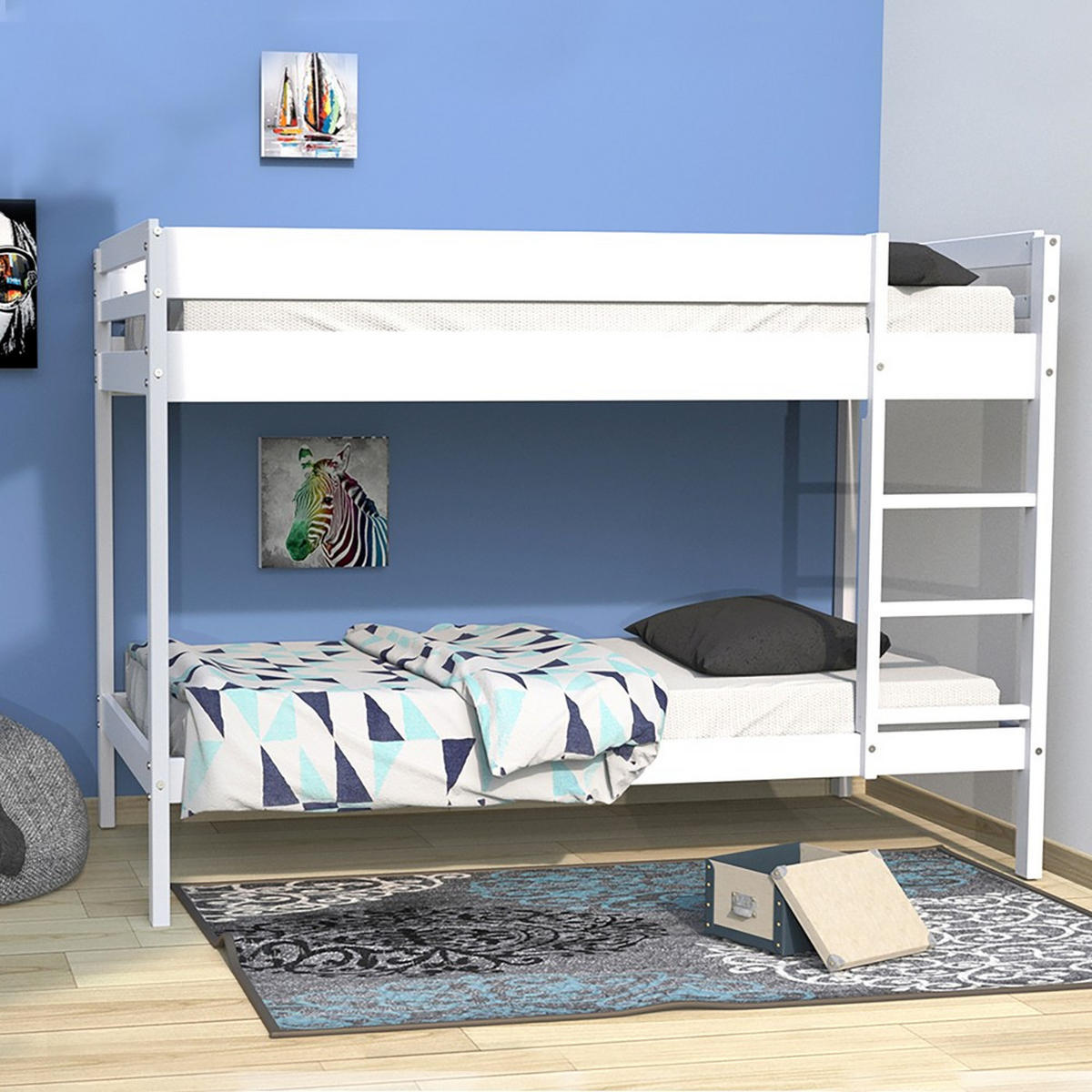 ETAGENBETT BRICE mit Lattenrosten / Etagenbett 90x190 - Weiß - Weiß, Holz (90/190cm) - Weber Industries