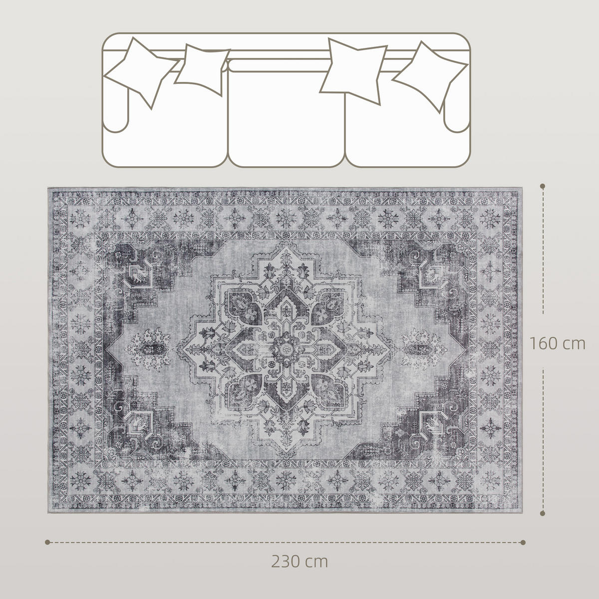 TEPPICH Flanell Grau - Grau, Textil (160/230cm) - HOMCOM