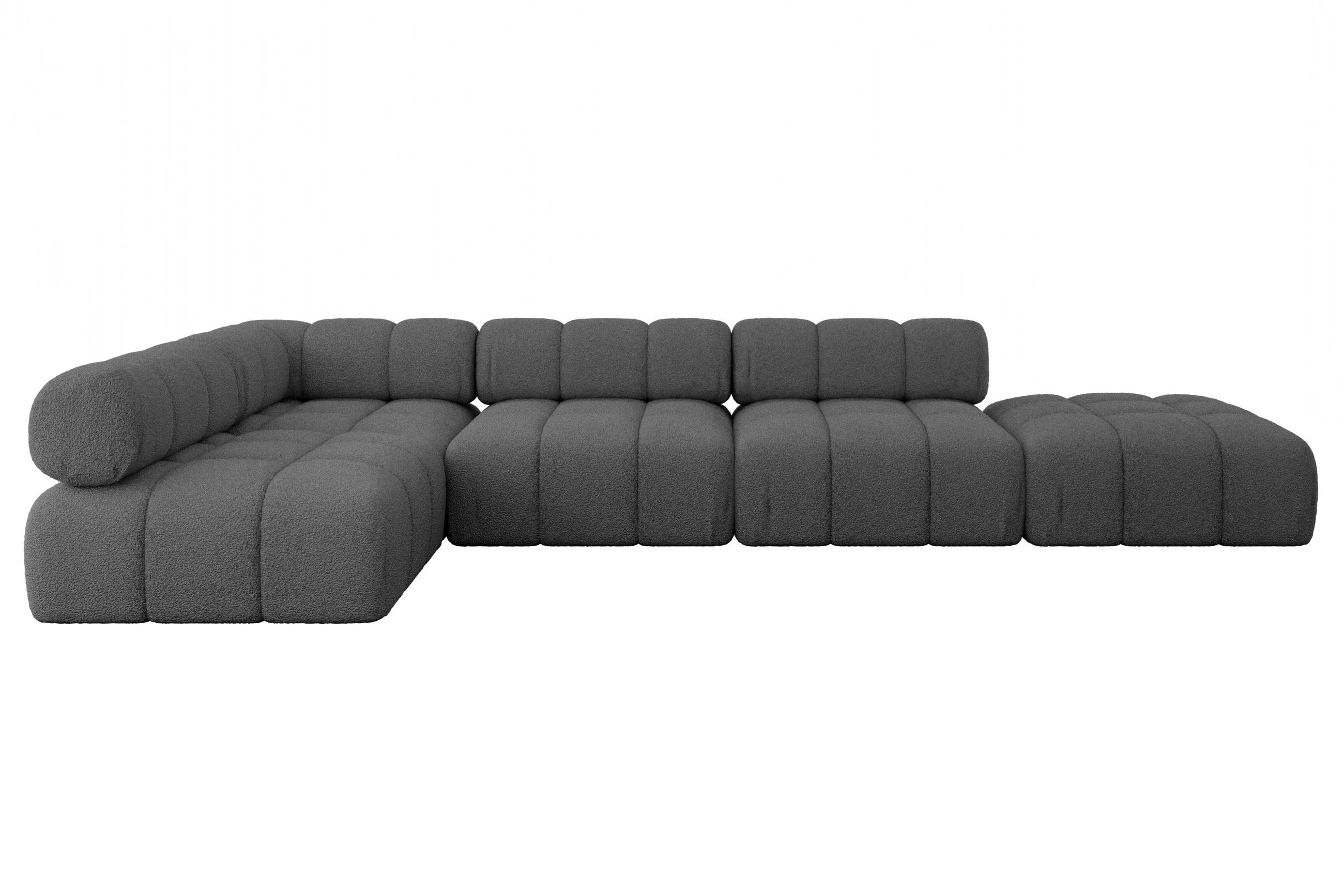 ECKSOFA modulares Sofa Favio-L2 - 380x190x70 cm Grau Bouclé - Grau, Holzwerkstoff/Textil (380/190cm) - ALTDECOR
