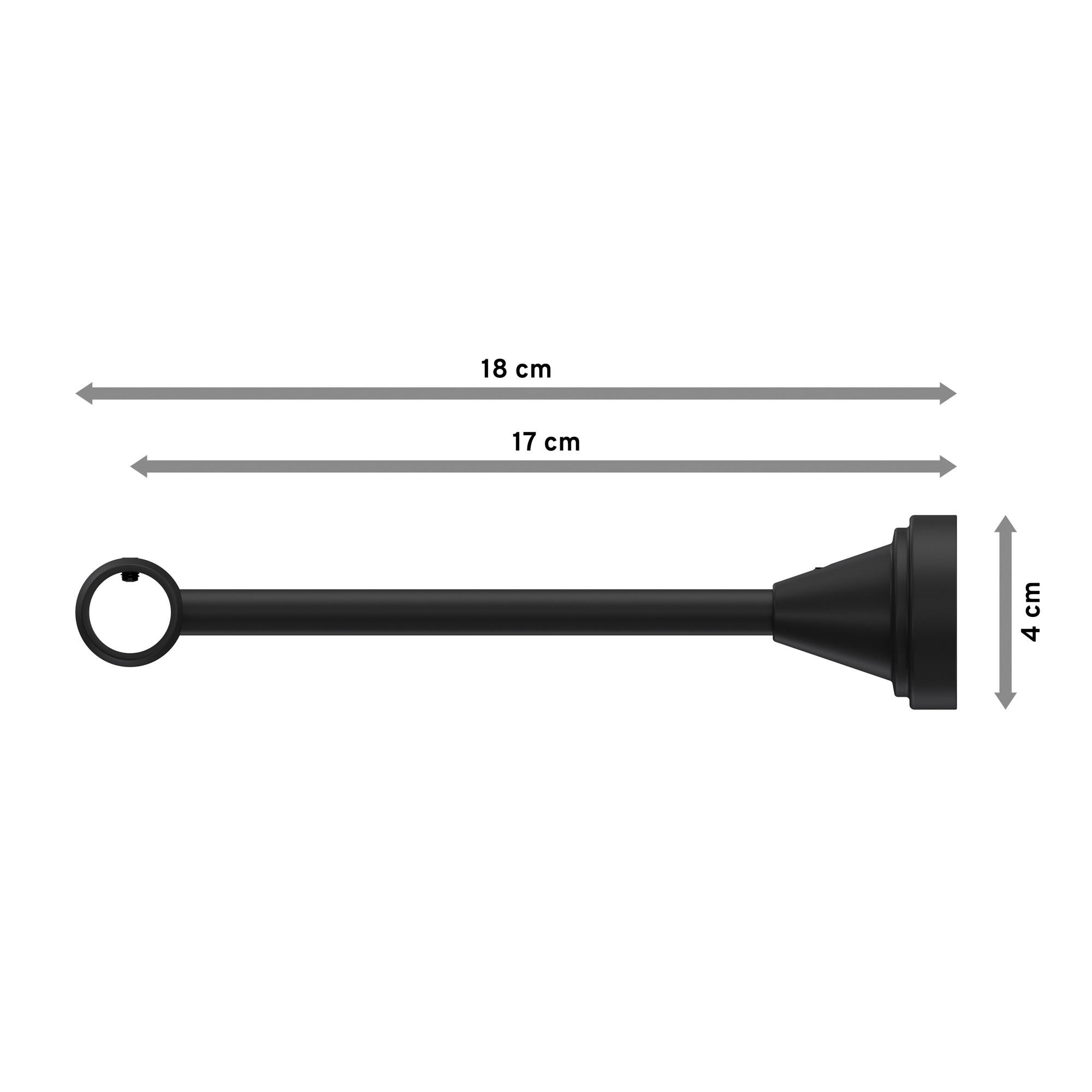 TRÄGER FÜR GARDINENSTANGEN 16 mm Ø, Primus 1-läufig, Schwarz - Schwarz, Metall (19.2/4/4cm) - INTERDECO