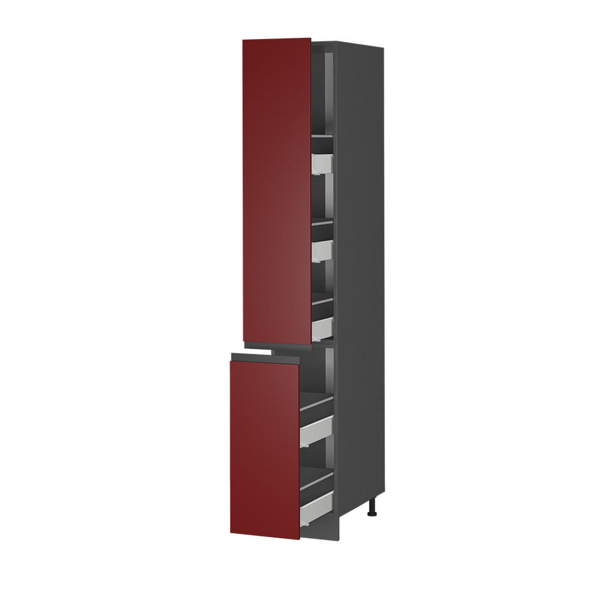 APOTHEKERSCHRANK R-Line Rot 30 cm J-Shape - Anthrazit/Rot, Holzwerkstoff (30/206.8/57.2cm) - Vicco
