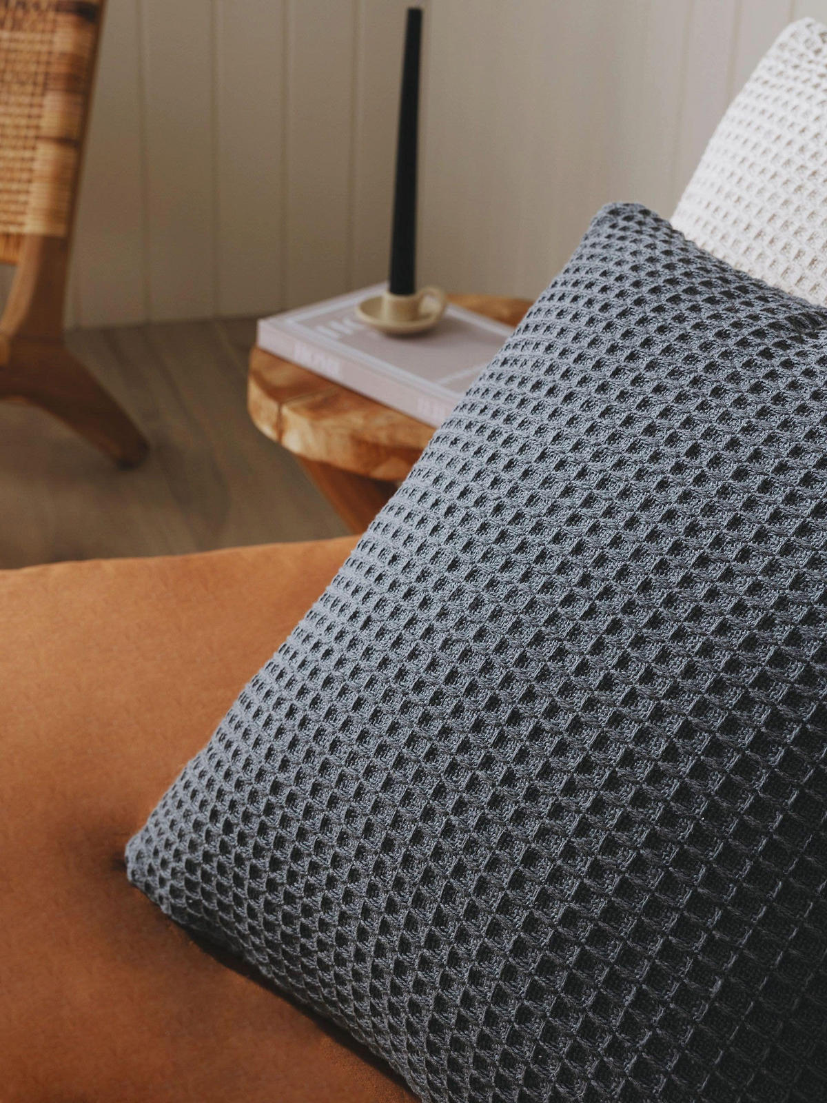 KISSENBEZUG Amalia Dunkelgrau 45x45 cm - Dunkelgrau, Textil (45/45cm) - benuta Pure