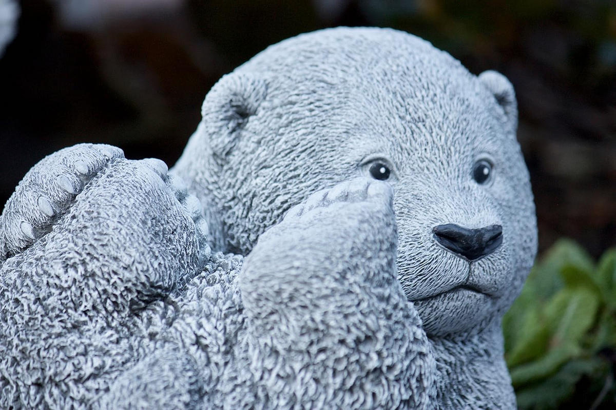 STEINFIGUR großer Bär Bärchen Panda, Frostfest, massiver Steinguss - Grau, Stein (22/22/20cm) - stoneandstyle