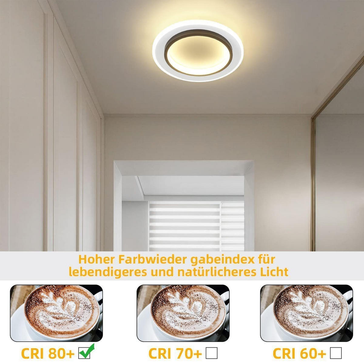 LED-DECKENLEUCHTE Harmonie 23.5/23.5/7 cm - Schwarz/Weiß, Kunststoff (23.5/23.5/7cm) - Nettlife